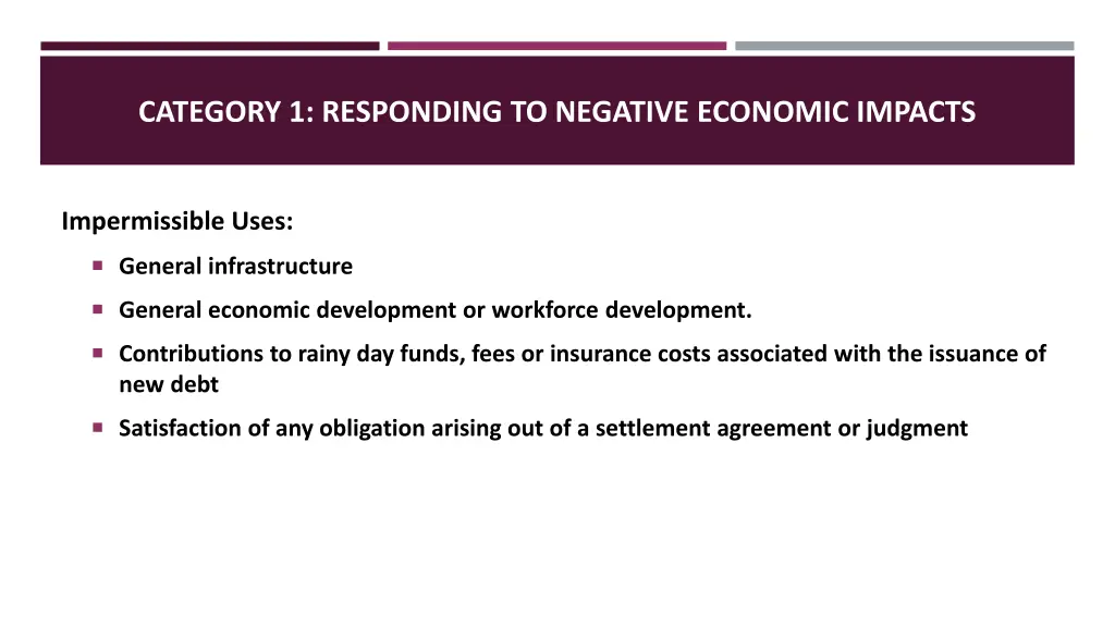 category 1 responding to negative economic impacts 1