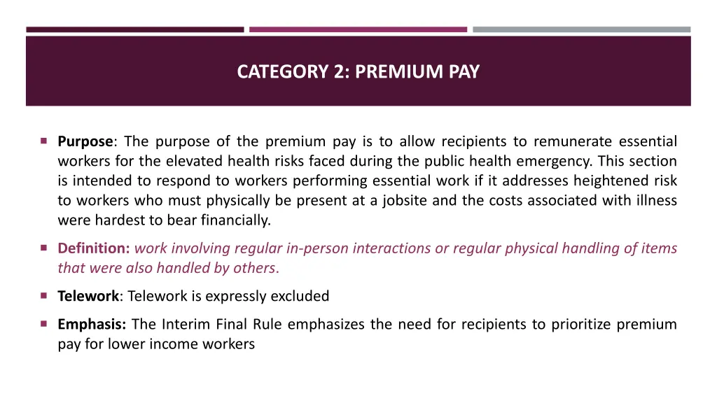 category 2 premium pay 1