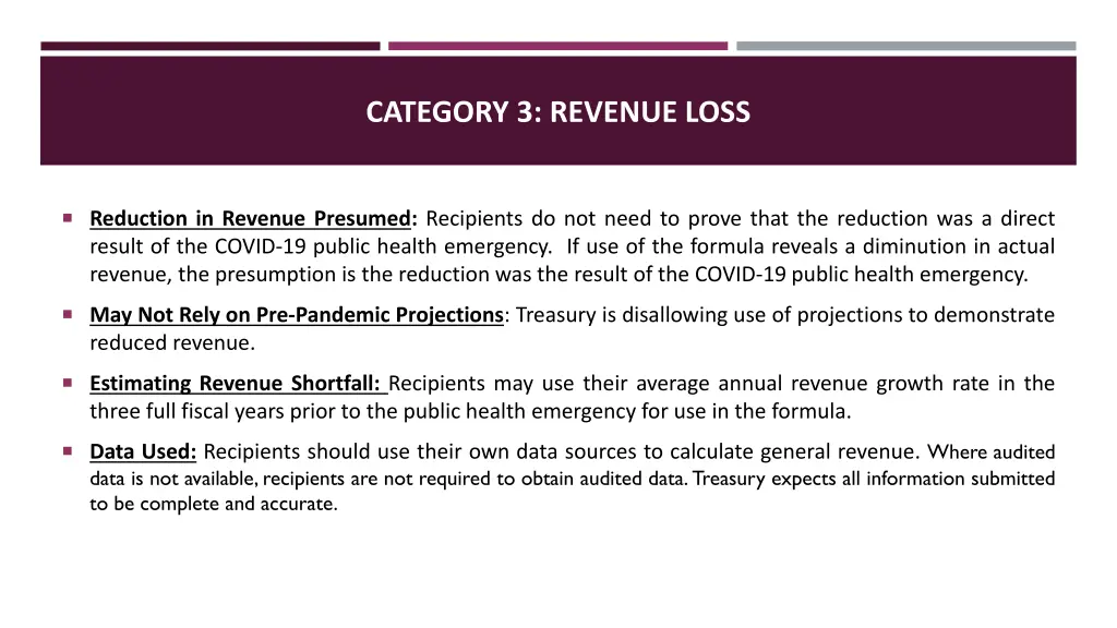 category 3 revenue loss 4