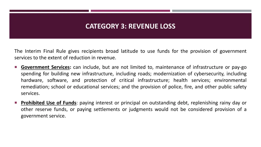 category 3 revenue loss 5