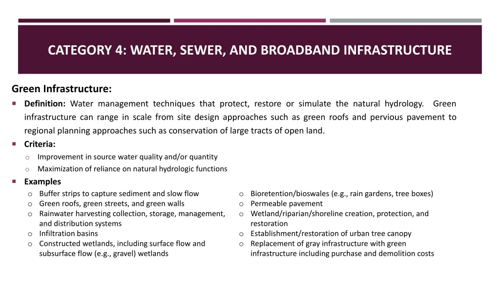 category 4 water sewer and broadband 5