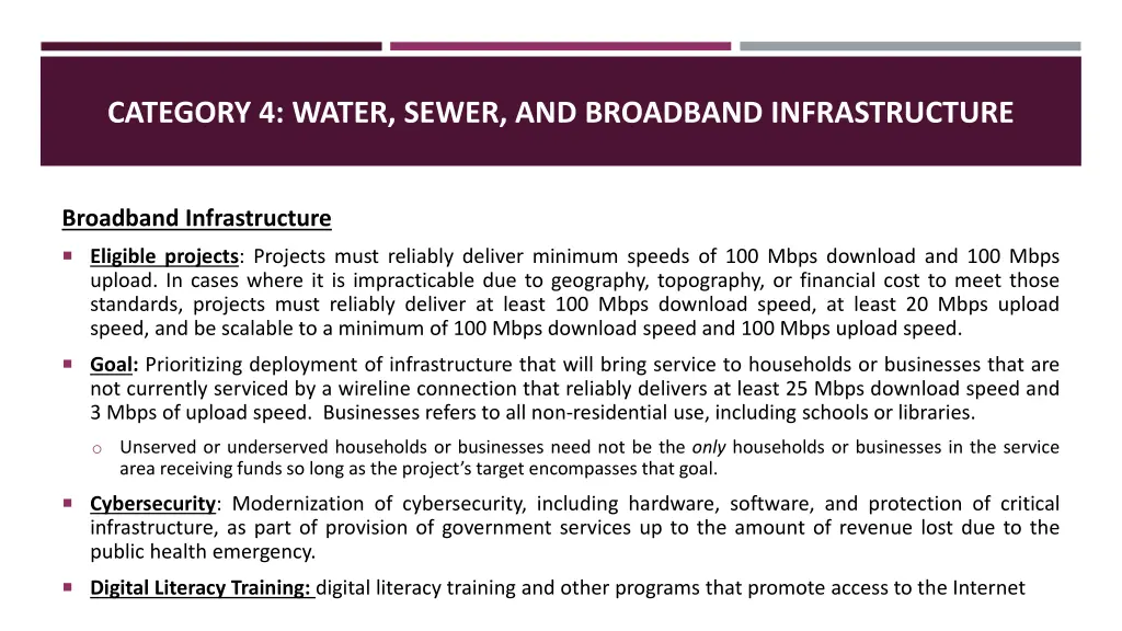 category 4 water sewer and broadband 6