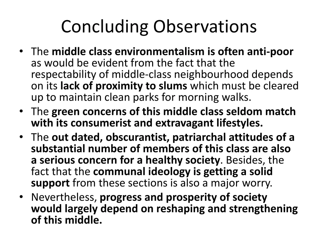 concluding observations