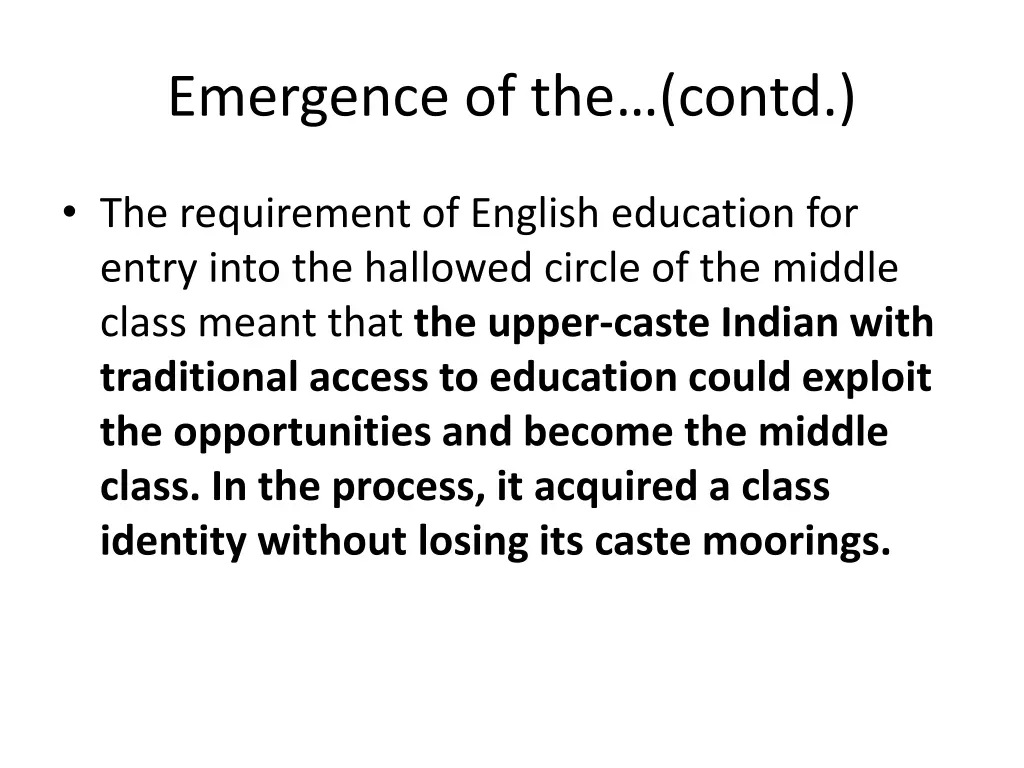 emergence of the contd 1
