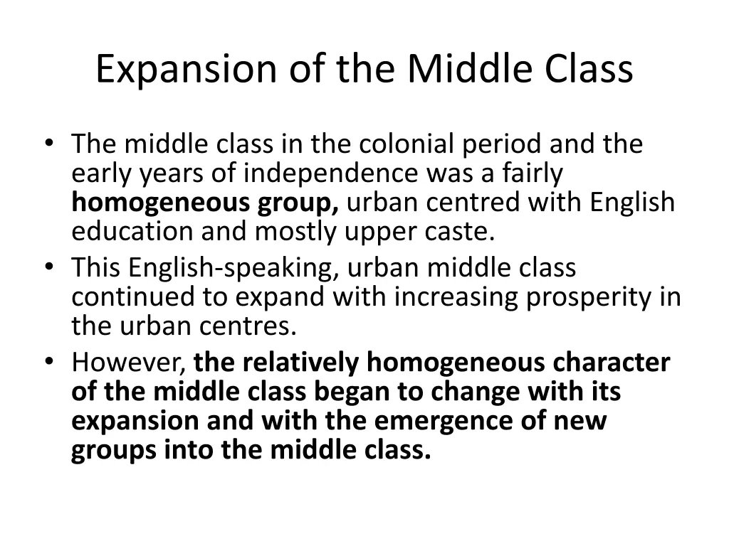 expansion of the middle class