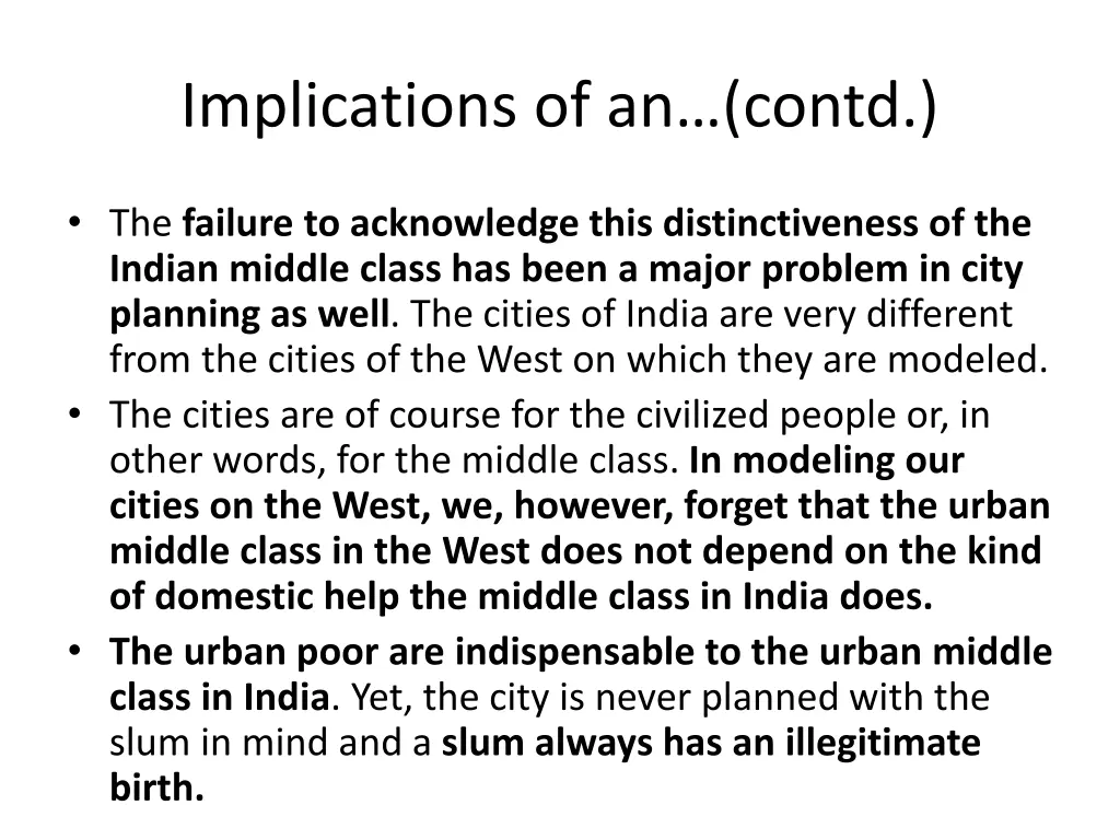 implications of an contd