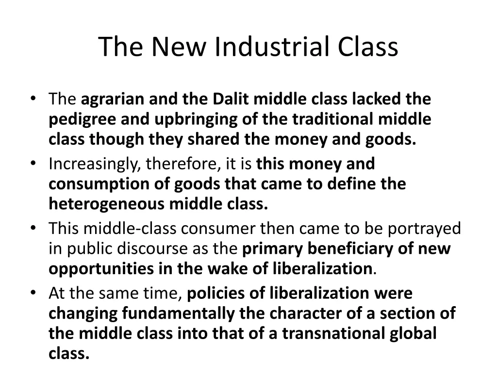 the new industrial class