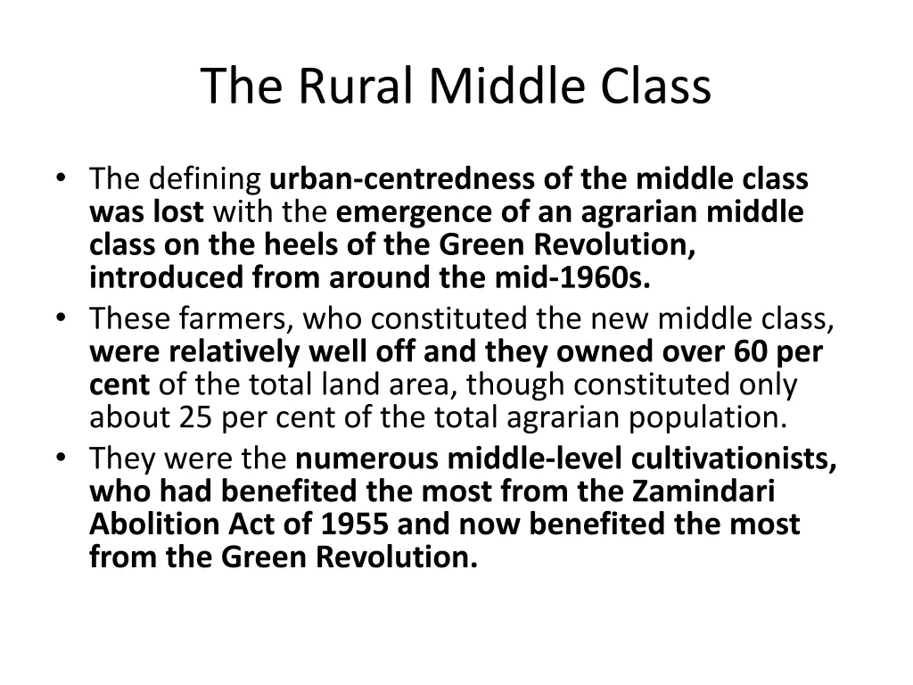 the rural middle class