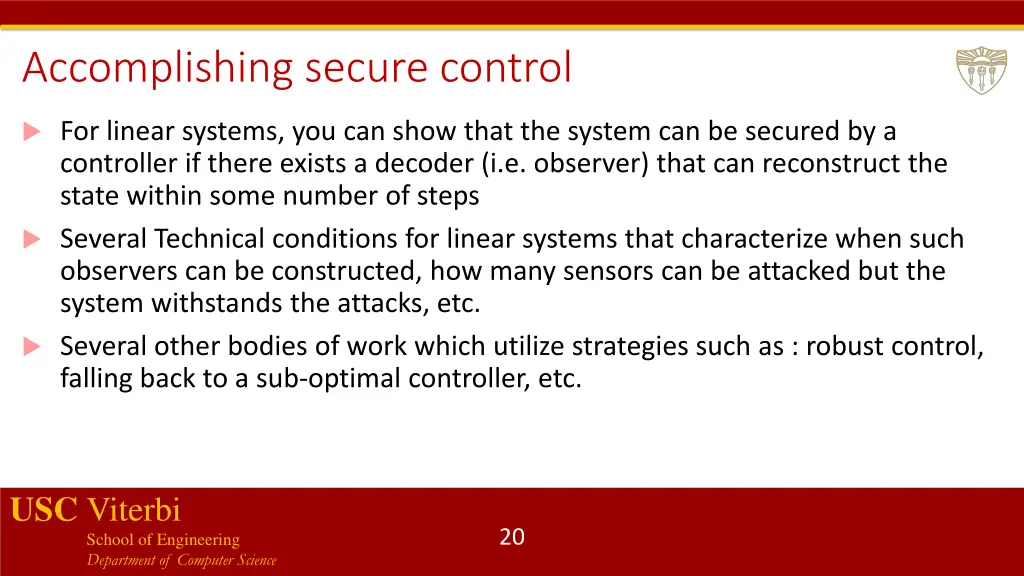 accomplishing secure control