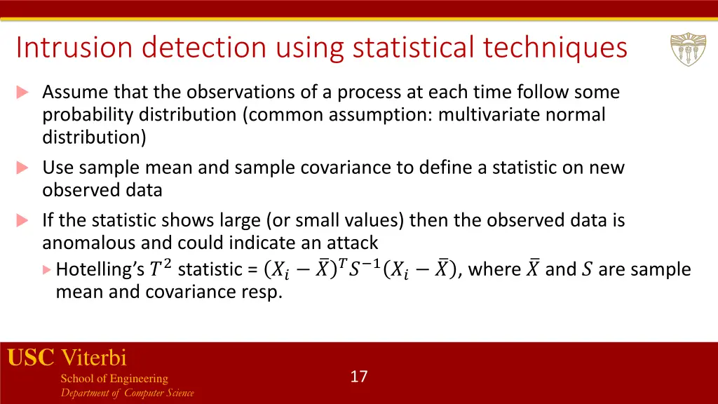 intrusion detection using statistical techniques