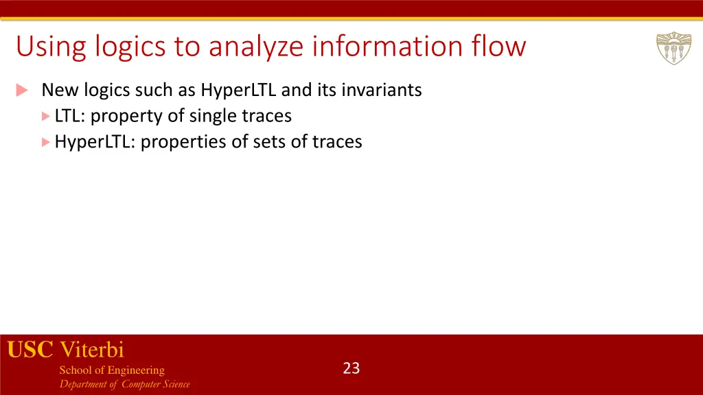 using logics to analyze information flow