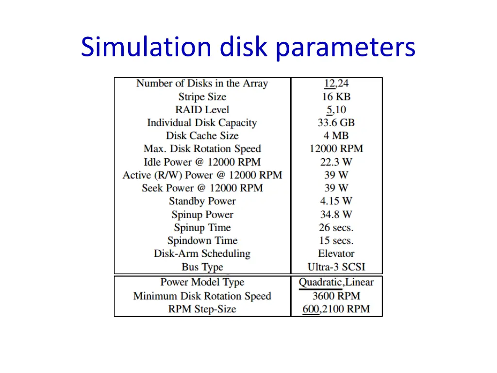 simulation disk parameters