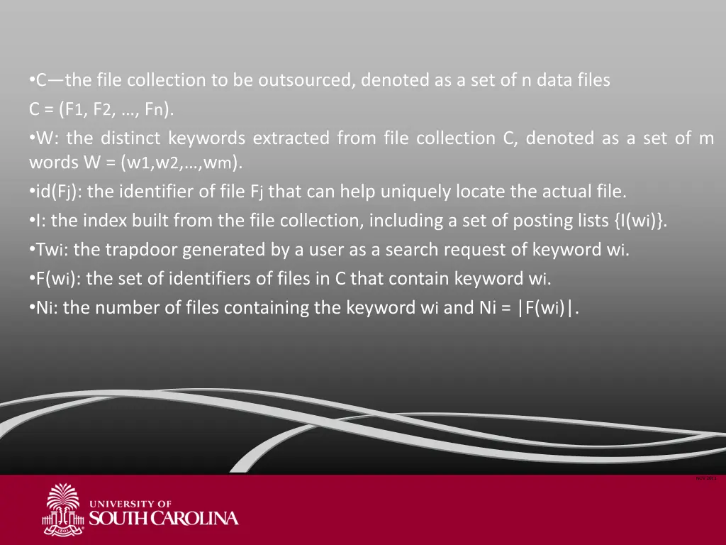 c the file collection to be outsourced denoted