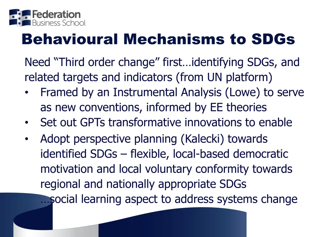 behavioural mechanisms to sdgs