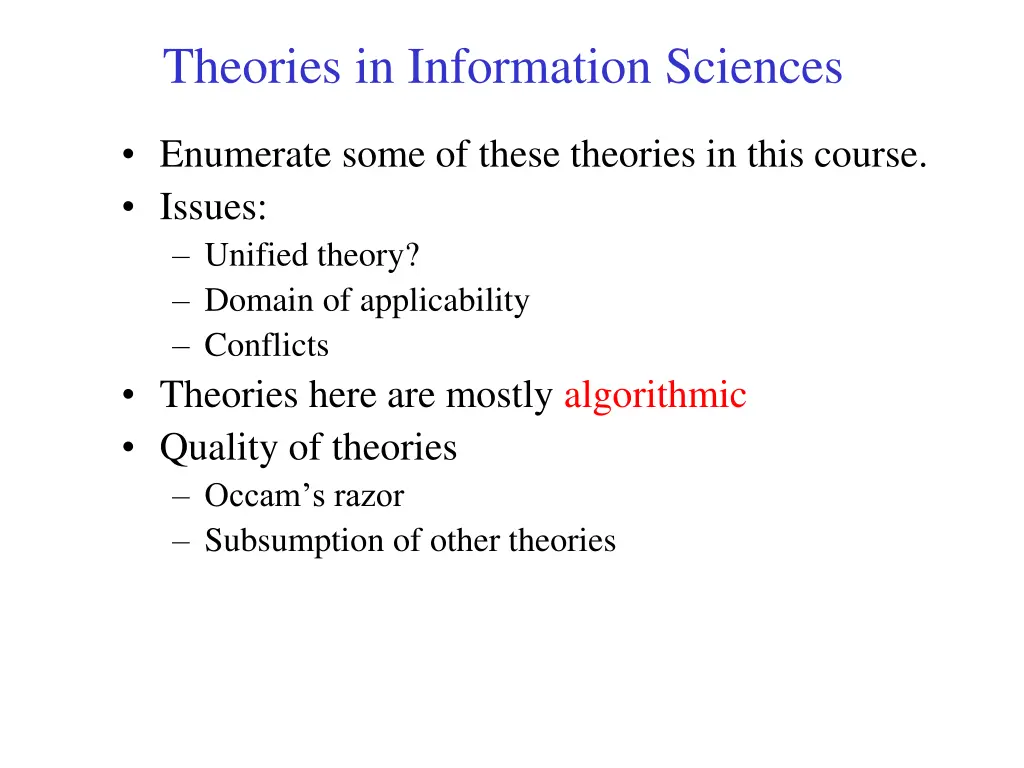 theories in information sciences