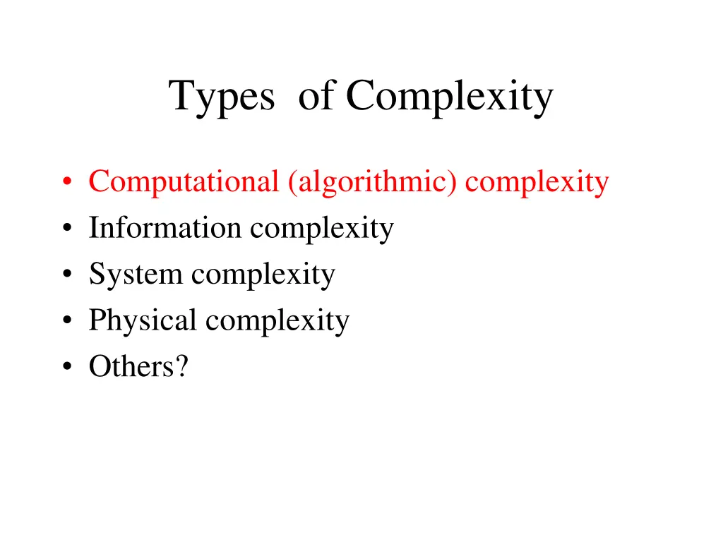 types of complexity