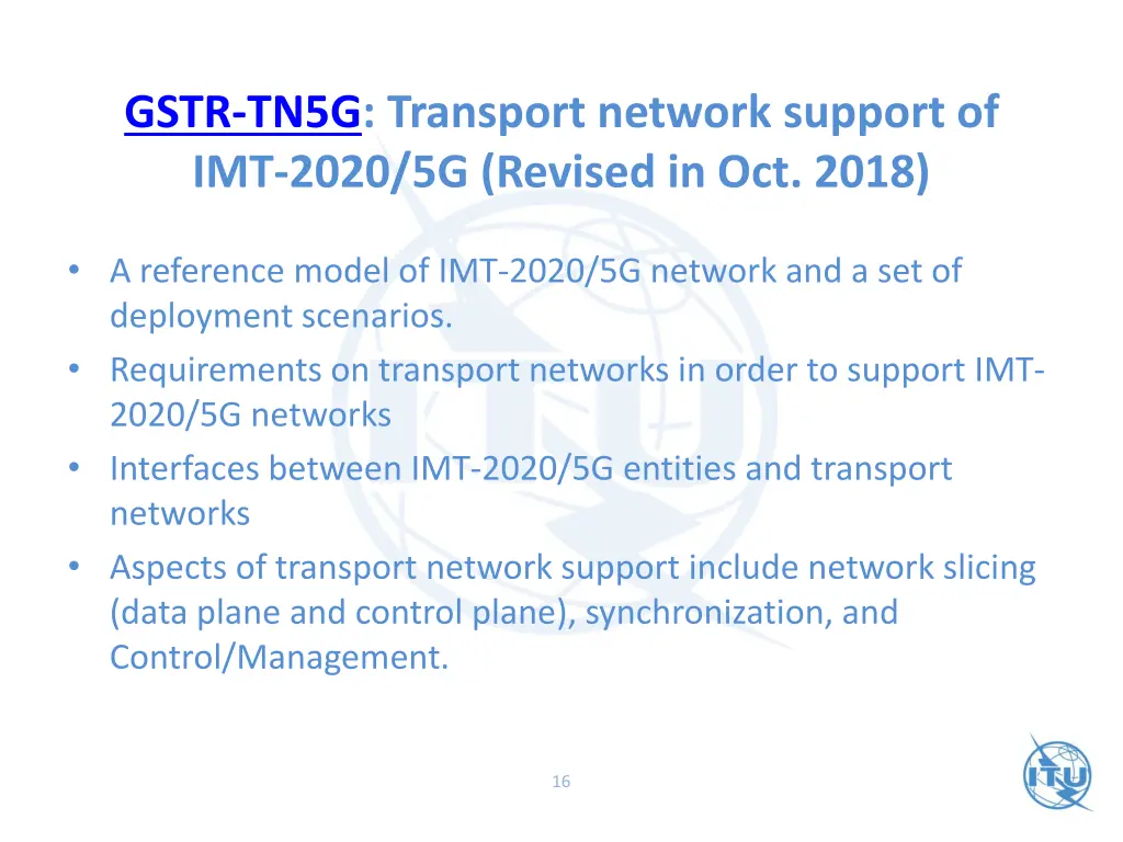 gstr tn5g transport network support of imt 2020