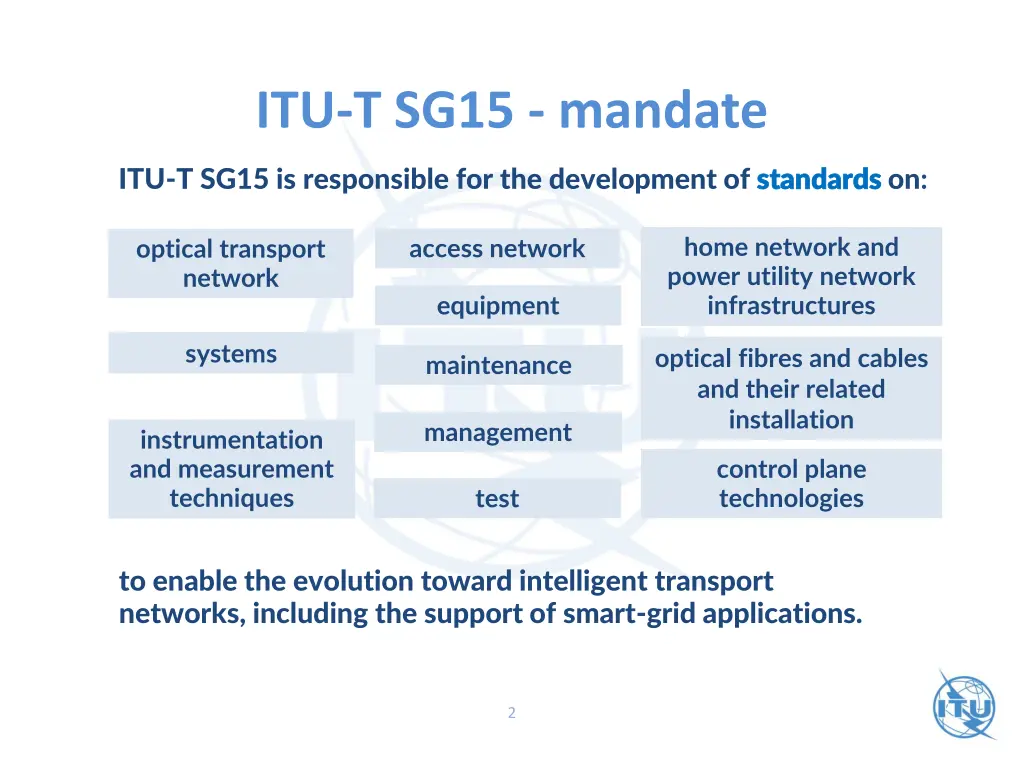 itu t sg15 mandate
