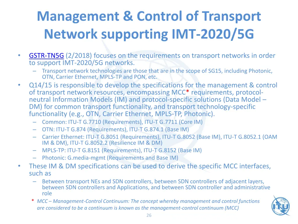 management control of transport network