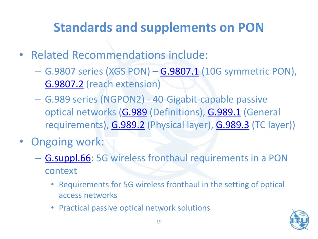 standards and supplements on pon