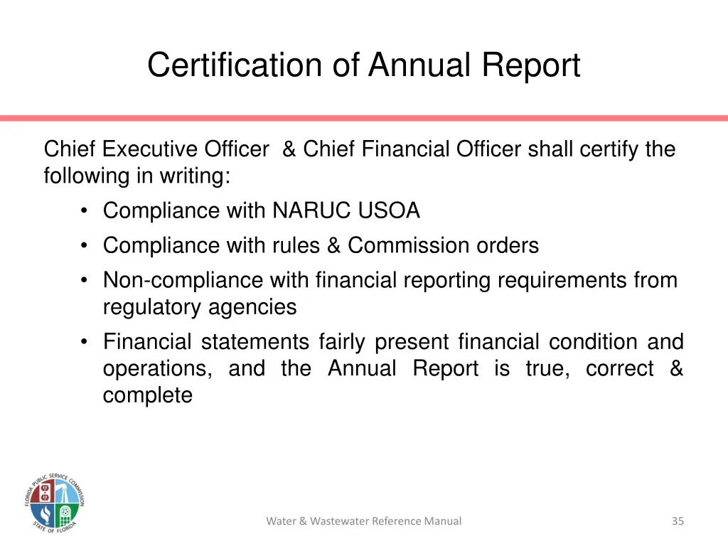 certification of annual report