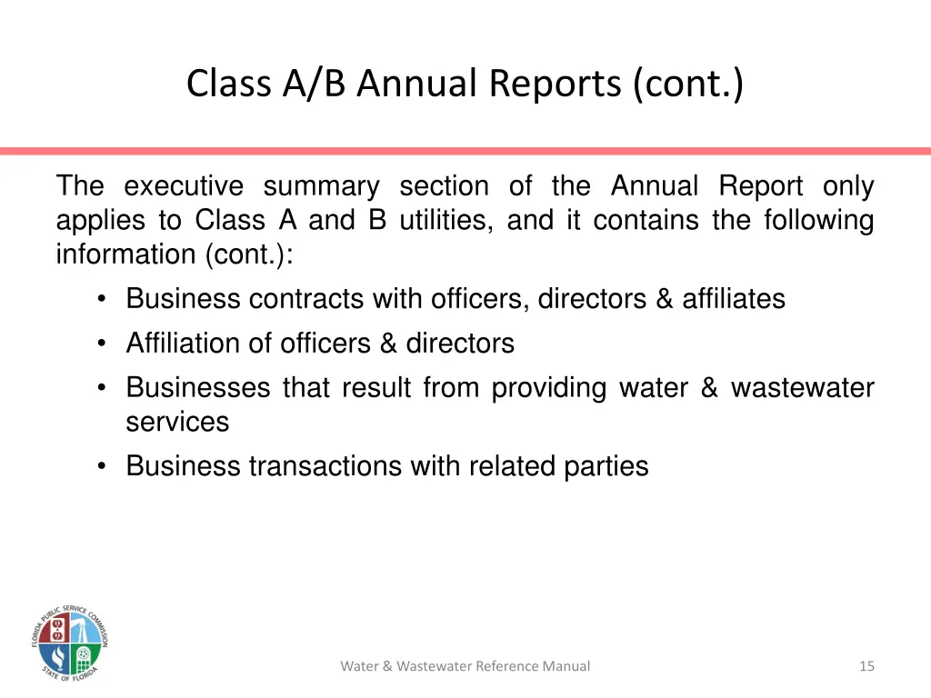 class a b annual reports cont