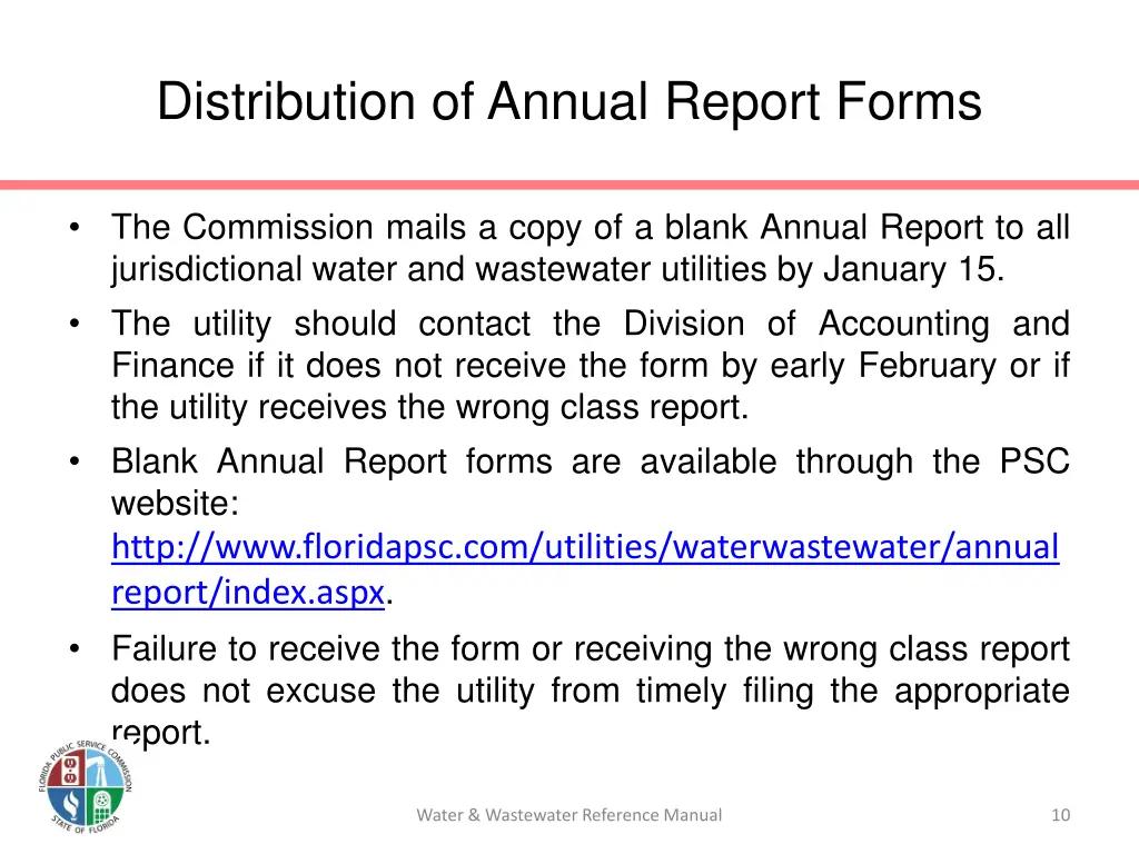 distribution of annual report forms