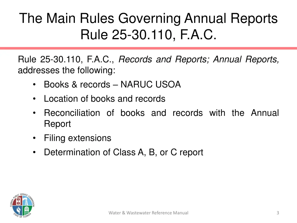 the main rules governing annual reports rule