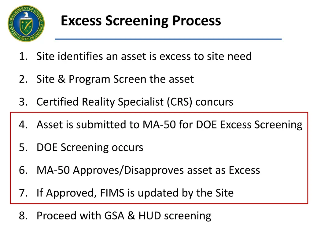 excess screening process 1