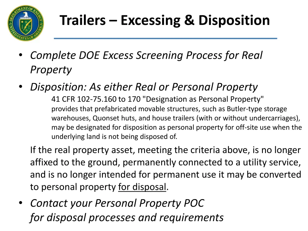 trailers excessing disposition