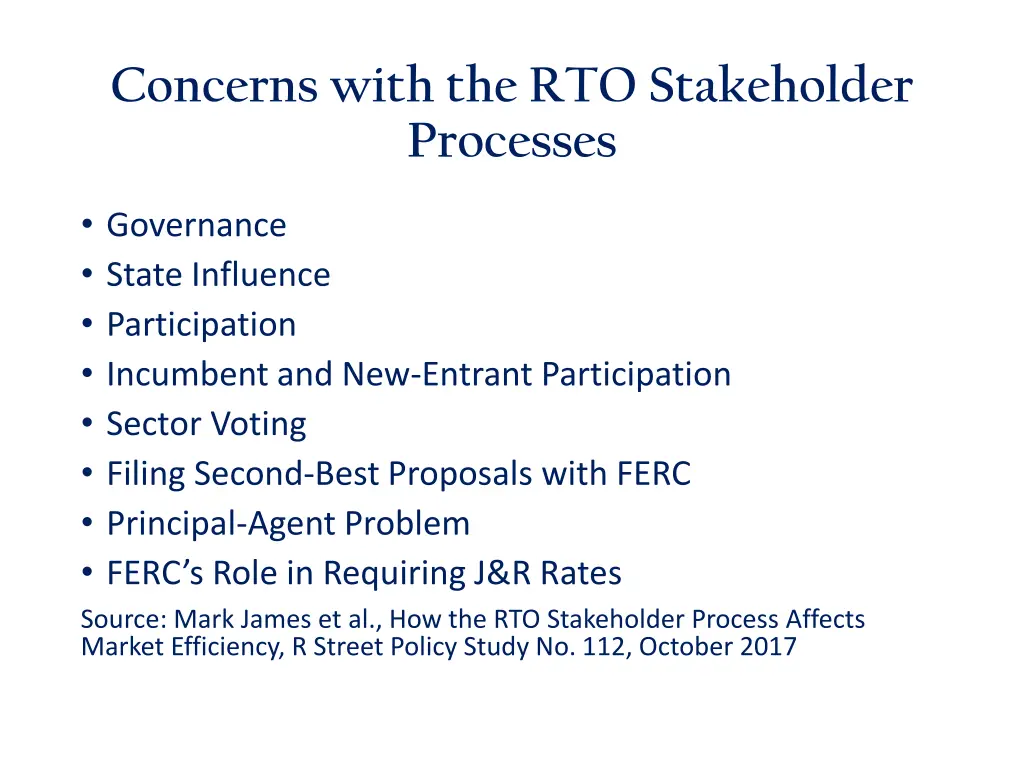 concerns with the rto stakeholder processes