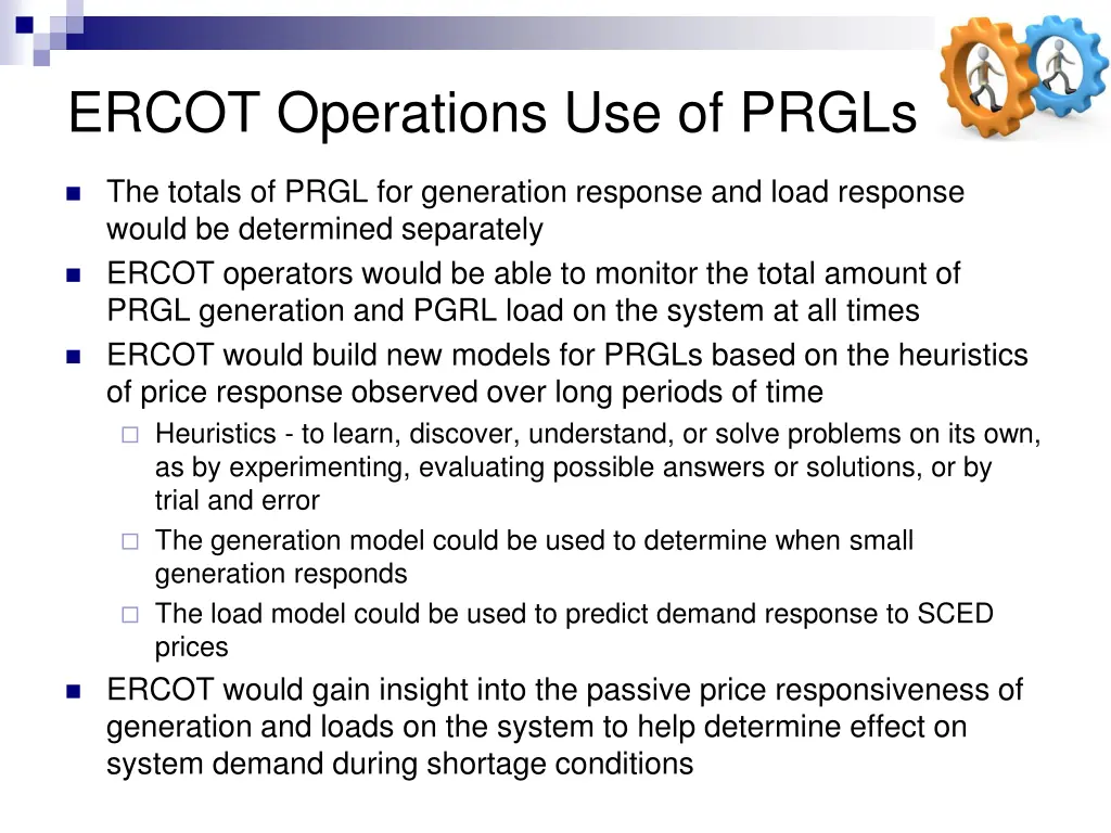 ercot operations use of prgls