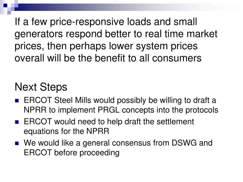 if a few price responsive loads and small