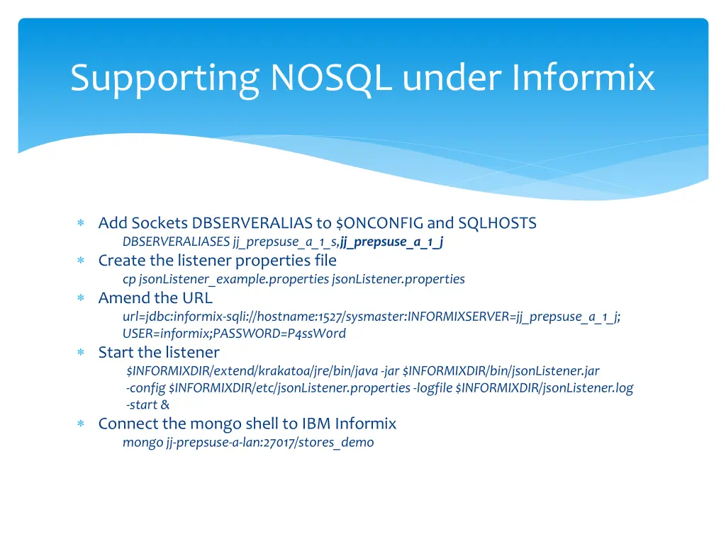 supporting nosql under informix 2