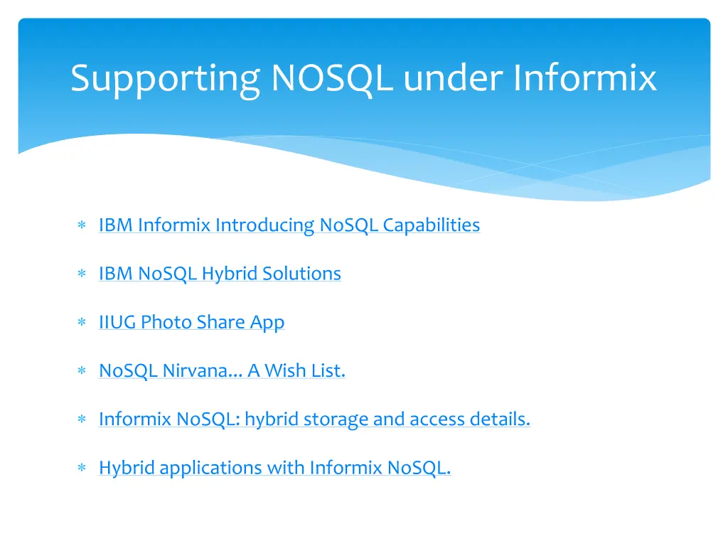 supporting nosql under informix 4