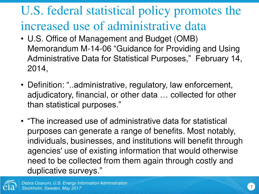 u s federal statistical policy promotes