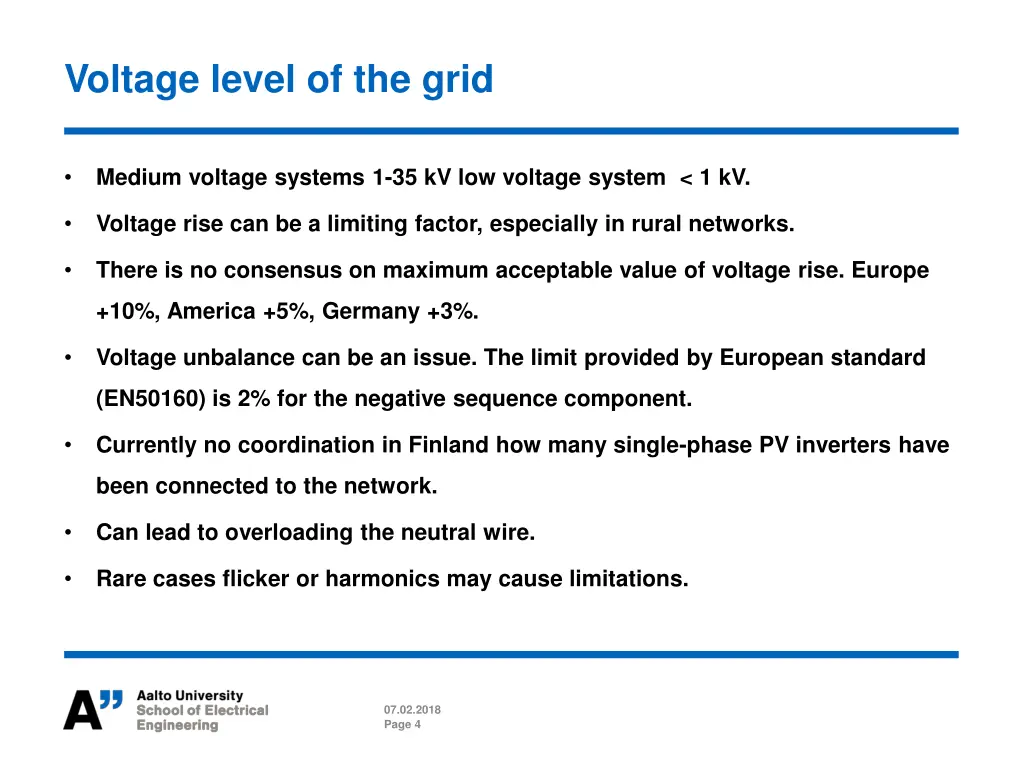 voltage level of the grid