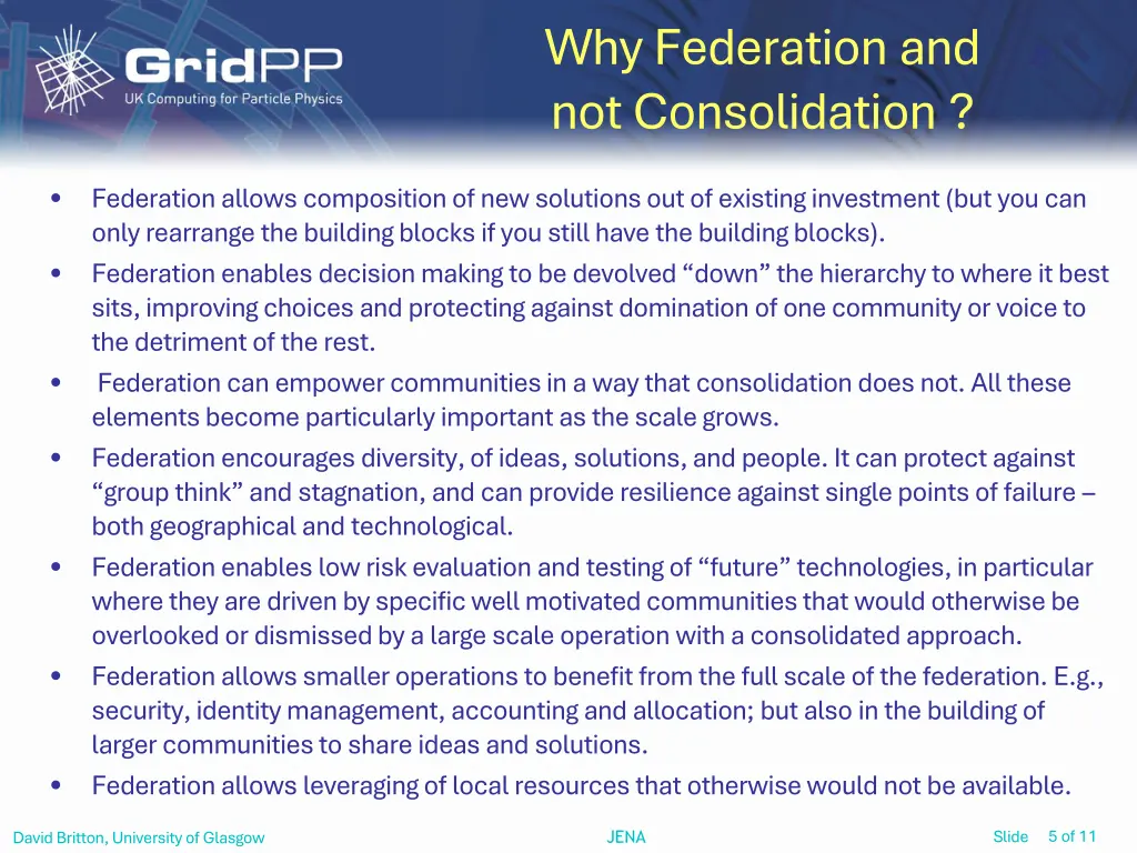 why federation and not consolidation