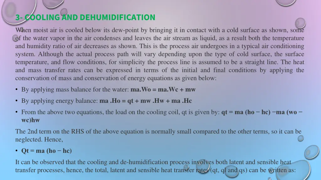 3 cooling and dehumidification