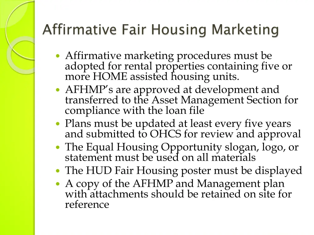 affirmative fair housing marketing