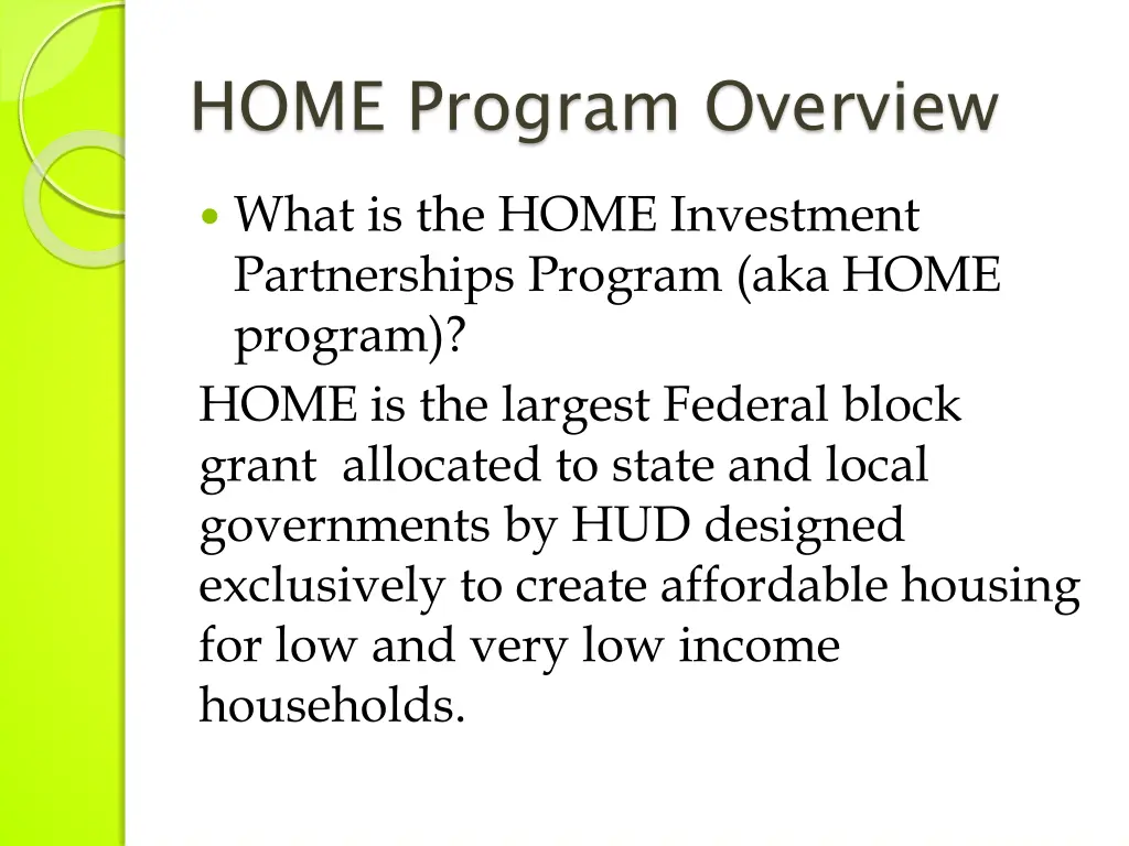 home program overview