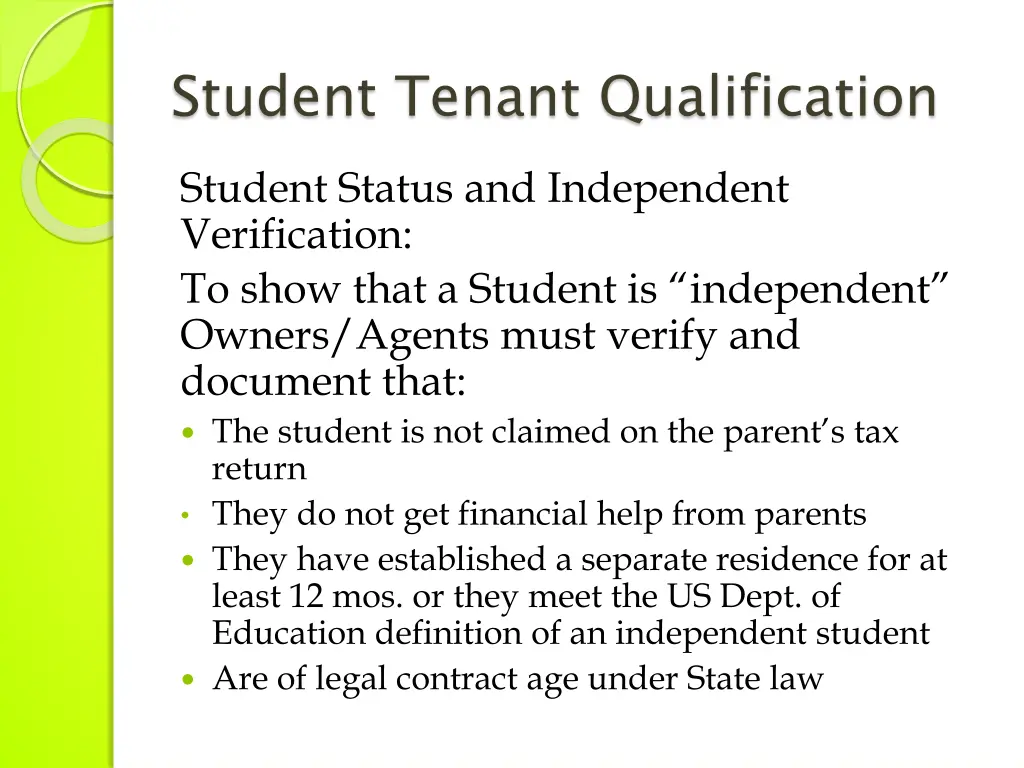 student tenant qualification 1