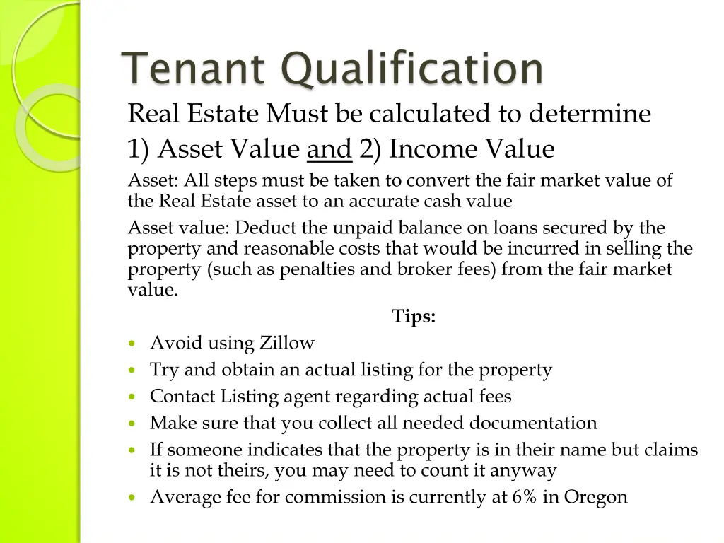 tenant qualification real estate must