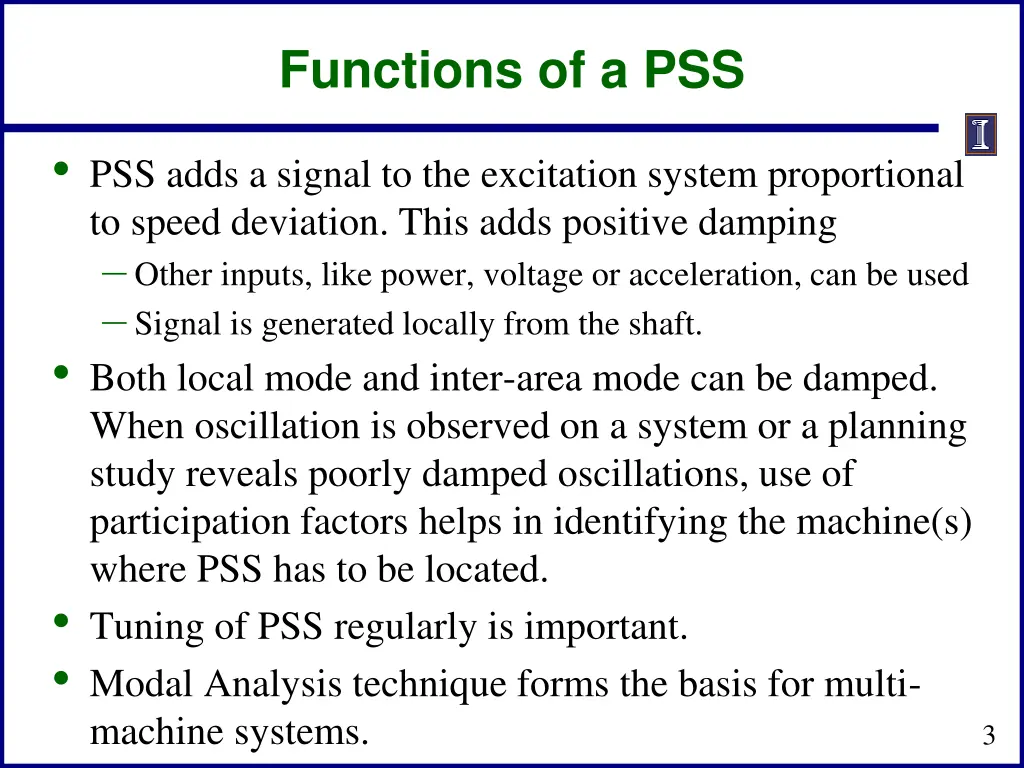 functions of a pss