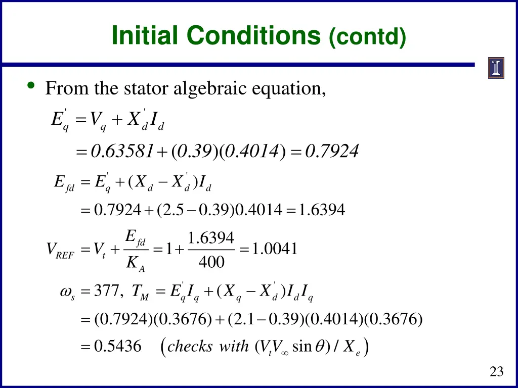 initial conditions contd