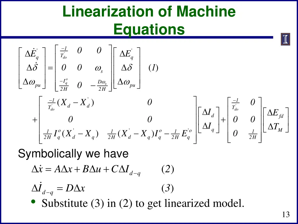 linearization of machine equations