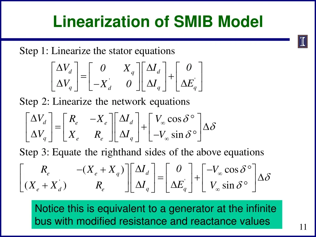 linearization of smib model