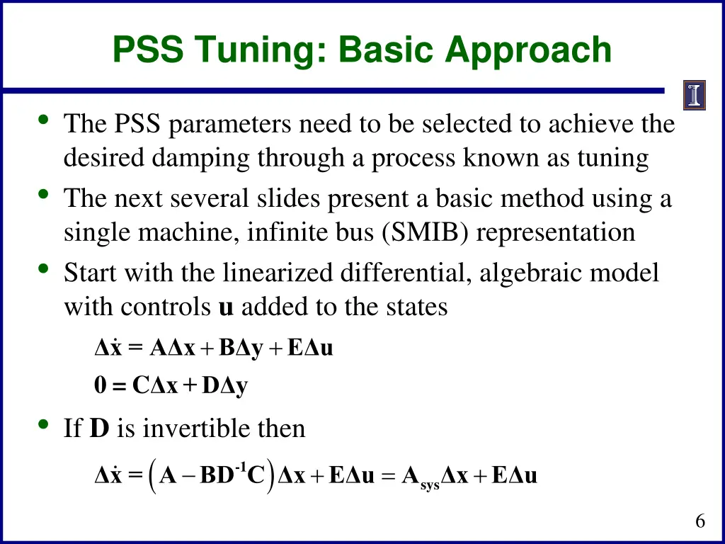 pss tuning basic approach