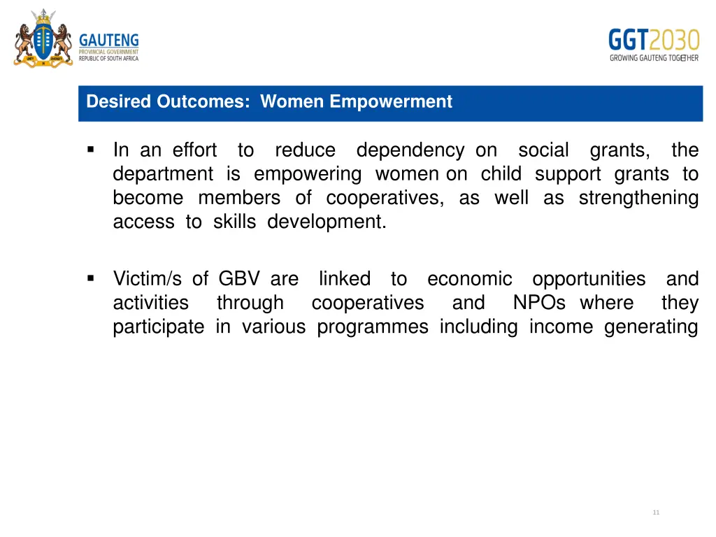 desired outcomes women empowerment