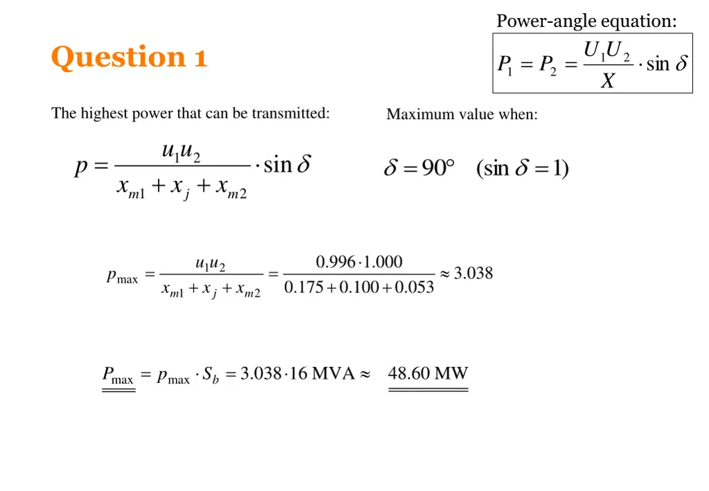 power angle equation